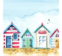 Lot de 20 serviettes en papier avec motif chalet maritime sur la plage - Idéales également pour le découpage et la technique des serviettes 33 x 33 cm