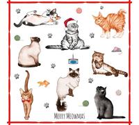 Lot de 20 serviettes en papier avec motif chats de Noël pour découpage et technique de serviette 33 x 33 cm