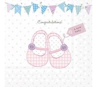 Lot de 20 serviettes en papier avec motif chaussures pour enfant et bébé Rose 33 x 33 cm