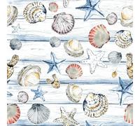 Lot de 20 serviettes en papier avec motif coquillages de plage maritimes sur bois - Idéales également pour le découpage et la technique des serviettes 33 x 33 cm