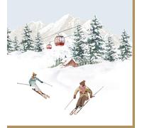 Lot de 20 serviettes en papier avec motif de Noël et sport en hiver - Idéales pour le découpage et la technique des serviettes - 33 x 33 cm, Blanc.