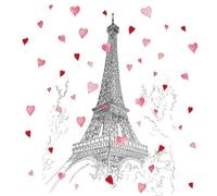Lot de 20 serviettes en papier avec motif de villes et pays avec cœur autour de la tour Eiffel - Idéales également pour le découpage et la technique des serviettes 33 x 33 cm