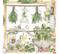 Lot de 20 serviettes en papier avec motif d'herbes recueillies pour décoration de table Convient également pour le découpage et la technique des serviettes 33 x 33 cm