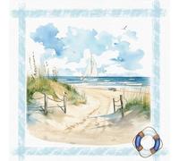 Lot de 20 serviettes en papier avec motif extrait maritime de l'accès à la plage Convient également pour le découpage et la technique des serviettes 33 x 33 cm