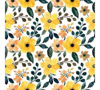 Lot de 20 serviettes en papier avec motif fleurs jaunes et feuilles vertes Pour décoration de table Convient également pour le découpage et la technique des serviettes 33 x 33 cm