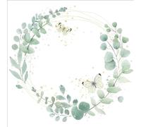 Lot de 20 serviettes en papier avec motif floral, jardin et nature papillon dans une couronne festive - Serviettes en papier avec motif - Convient également pour le découpage et la technique des