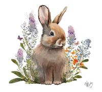 Lot de 20 serviettes en papier avec motif lapin sur fleurs individuelles Idéal pour le découpage et la technique des serviettes 33 x 33 cm