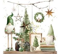 Lot de 20 serviettes en papier avec motif lutin - Décoration de table - Idéales également pour le découpage et la technique des serviettes - 33 x 33 cm