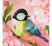 Lot de 20 serviettes en papier avec motif oiseau sur rose Convient également pour le découpage et la technique des serviettes 33 x 33 cm