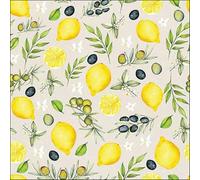 Lot de 20 serviettes en papier avec motif olives et citrons Convient également pour le découpage et la technique des serviettes 33 x 33 cm