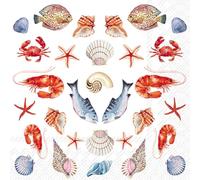 Lot de 20 serviettes en papier avec motif Pot-pourri maritime de la mer Convient également pour le découpage et la technique des serviettes 33 x 33 cm