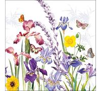 Lot de 20 serviettes en papier avec motif prairie fleurie au printemps Convient également pour le découpage et la technique des serviettes 33 x 33 cm