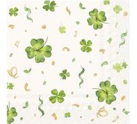 Lot de 20 serviettes en papier avec motif trèfle et confettis - Idéales pour le découpage et la technique des serviettes - 33 x 33 cm