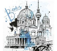 Lot de 20 serviettes en papier avec motif Villes de Berlin - Idéales pour le découpage et la technique des serviettes - 33 x 33 cm