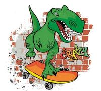 Lot de 20 serviettes en papier avec motifs enfants - Motifs dinosaures sur skateboard - Serviettes en papier avec motif - Convient également pour le découpage et la technique des serviettes 33 x 33 cm