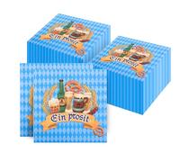 Lot de 20 serviettes en papier bleues avec motif pour la fête de la bière, décoration bavaroise, fête de la bière, serviettes en tissu bleu clair pour restauration, 16,4 x 16,4 cm