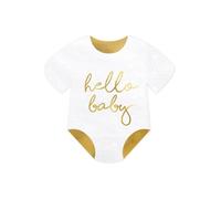 PartyDeco Lot de 20 serviettes de table en forme de barboteuse inscription « Hello Baby » Doré/blanc