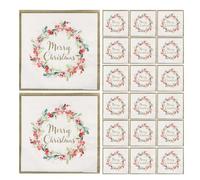 Lot de 20 serviettes en papier de Noël - Couronne de baies, Noël, serviettes pour boissons à cocktail, serviettes d'invités pour les vacances | Serviettes festives à 2 couches avec couches très