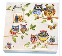 Lot de 20 serviettes en papier décoratives pour fête des mères, fête des pères, fête des pères, cocktail, hibou, chouette, pour anniversaire, thé, anniversaire de mariage