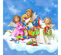 Lot de 20 serviettes en papier en forme d'ange avec jouets - Décoration de table 33 x 33 cm