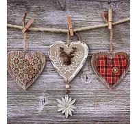 Lot de 20 serviettes en papier en forme de c ur avec pinces pour décoration de table pour les soirées bavaroises et la fête de la bière 33 x 33 cm