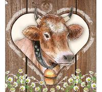 Lot de 20 serviettes en papier en forme de vache dans un c ur - Décoration de table pour les amateurs de la Bavière et d'animaux - 33 x 33 cm