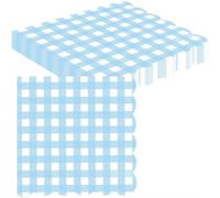 Lot de 20 serviettes en papier festonnées jetables pour anniversaire, Noël, Halloween, mariage, barbecue - 33 x 33 cm - Bleu