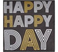 Lot de 20 Serviettes en Papier "Happy Birthday" 25x25cm Noir Noir G