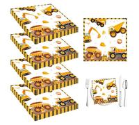 Lot de 20 serviettes en papier jetables 33 x 33 cm Motif tracteur Pour anniversaire d'enfant Motif tracteur Pour anniversaire d'enfant