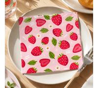 Lot de 20 serviettes en papier jetables à motif de fraises roses, serviettes de fête décoratives sur le thème des fruits, serviette de table pour anniversaire, fête prénatale, pique-nique, fête, 16,5