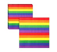 Lot de 20 serviettes en papier jetables à rayures colorées pour fête d'anniversaire