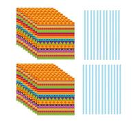 Lot de 20 serviettes en papier mexicain à rayures colorées, 25 pailles, décorations de fête d'anniversaire pour adultes, serviettes de fête colorées et élégantes, décorations de fête mexicaines
