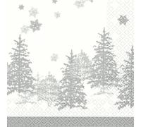 Lot de 20 serviettes en papier Motif arbre et flocons de neige 33 x 33 cm
