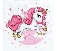 Lot de 20 serviettes en papier motif cœur licorne rose licorne pour anniversaire fille découpage technique de serviette 33 x 33 cm
