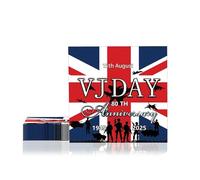 Lot de 20 serviettes en papier pour 80e anniversaire de la Seconde Guerre mondiale 1945-2025 VJ Day 80e anniversaire 80 ans de victoire au Japon - Décorations de table