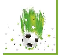 Lot de 20 serviettes en papier pour décoration de table Motif football et étoiles 33 x 33 cm