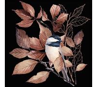 Lot de 20 serviettes en papier pour décoration de table Motif oiseau sur feuilles brunes 33 x 33 cm