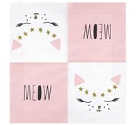 Lot de 20 serviettes en papier pour fête d'anniversaire, motif chat Kitty, pour enfants et adultes, pour fête d'anniversaire