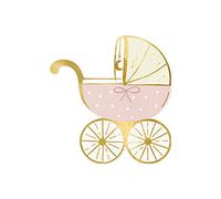 Lot de 20 serviettes en papier pour poussette, rose clair, 14 x 15 cm