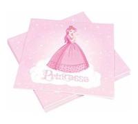 Lot de 20 Serviettes en Papier "Princesse" 33x33cm Rose Rose G