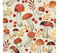 Lot de 20 serviettes en papier recyclé Motif champignons et feuilles d'automne 33 x 33 cm