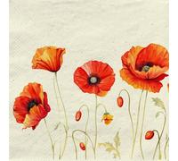 Lot de 20 serviettes en papier recyclé Motif fleurs de magnifiques coquelicots comme décoration de table Serviettes en papier avec motif Convient également pour le découpage et la technique des