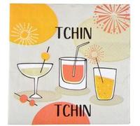 Lot de 20 Serviettes en Papier "Tchin" 33x33cm Taupe Marron G