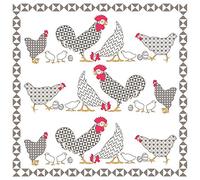 Lot de 20 serviettes Famille de poulets - Ferme - Motif animaux - Pâques - Décoration de table 33 x 33 cm