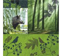 Lot de 20 serviettes Forest in Fall - Motif forêt en automne - Animaux de la forêt - Animaux de la forêt - Sanglier - 33 x 33 cm