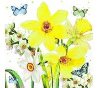 Lot de 20 serviettes jonquilles en pleine fleur | fleurs | printemps | Pâques 33 x 33 cm