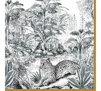 Lot de 20 serviettes motif jungle au look rétro | Léopard | Animaux | Décoration de table 33 x 33 cm