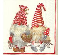Lot de 20 serviettes nains à collectionner - Lutin - Gnome - Hiver - Noël - Décoration de table 33 x 33 cm