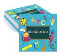 Lot de 20 serviettes pour la rentrée scolaire - Décoration de table pour la rentrée scolaire - Coloré - 1 + 2 = 3 tableaux - Motif : sac à dos - Motif : école - Pour garçons et filles