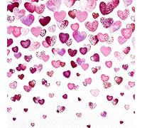 Lot de 20 serviettes roses en forme de cœur - Mariage - Amour - Fête des mères - Saint-Valentin - Décoration de table - Decoupage - Technique de serviette (cocktail 25 x 25 cm)